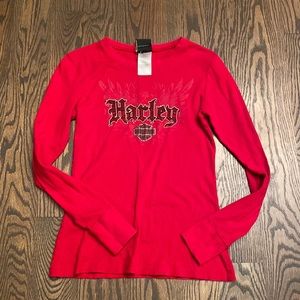 Harley Davidson Red Long Sleeve Top